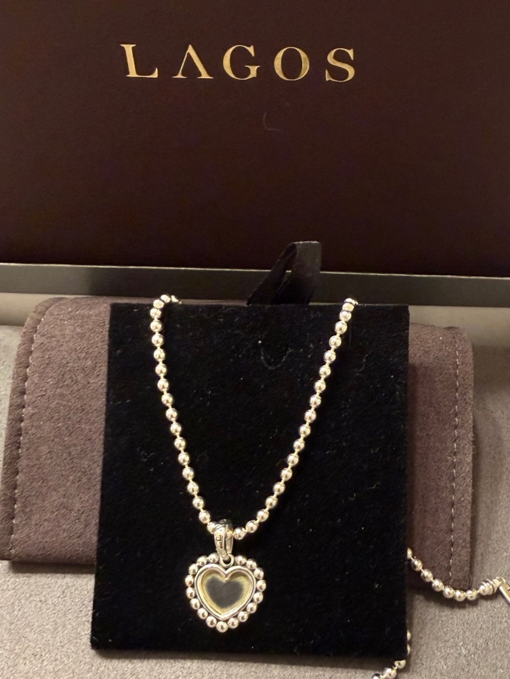 Lagos SIGNATURE CAVIAR  
Two-Tone Heart Charm and Beaded 18” Necklaces